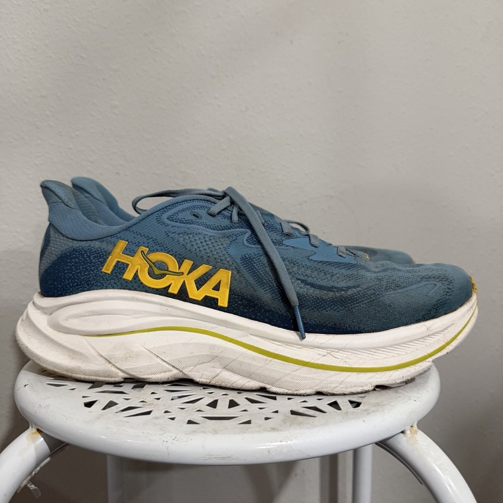 Hoka One One Mens Clifton 10 Running Alpine Blue/Foggy Night Shoe Size 11.5 D US
